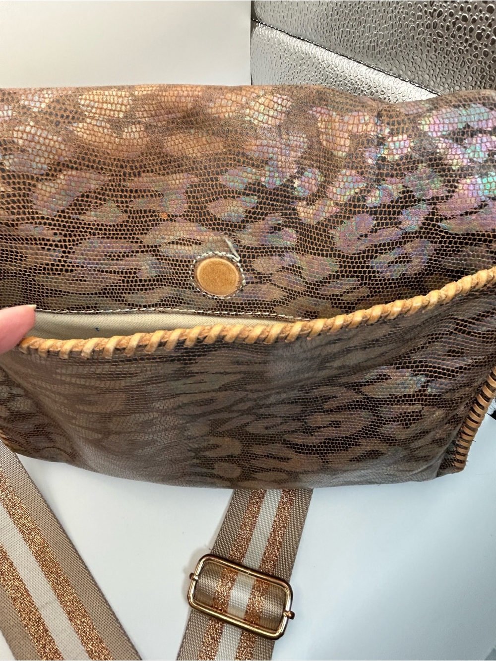 Consuela Around Town Iris Clutch 12" x 10" Leather with Kedzie Strap Please Read - Picture 4 of 14